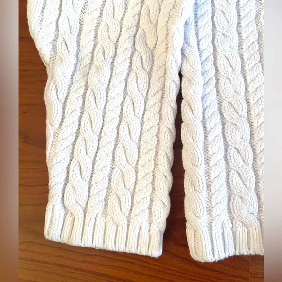 VTG Eddie Bauer Cable Knit Sweater White Chunky Fisherman 100% Cotton sz L - XL - Picture 5 of 7